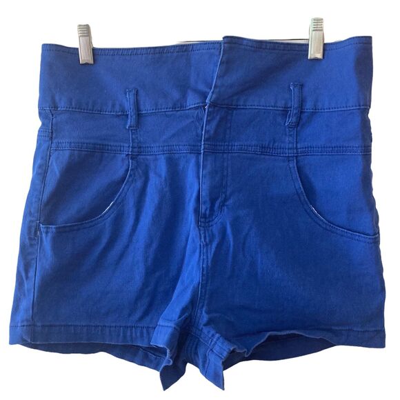 Almost Famous Shorts Womens XL Blue Hi Waist Stretch - Picture 6 of 7